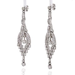 20 Carat Chandelier Dangling Art Deco Platinum Earrings