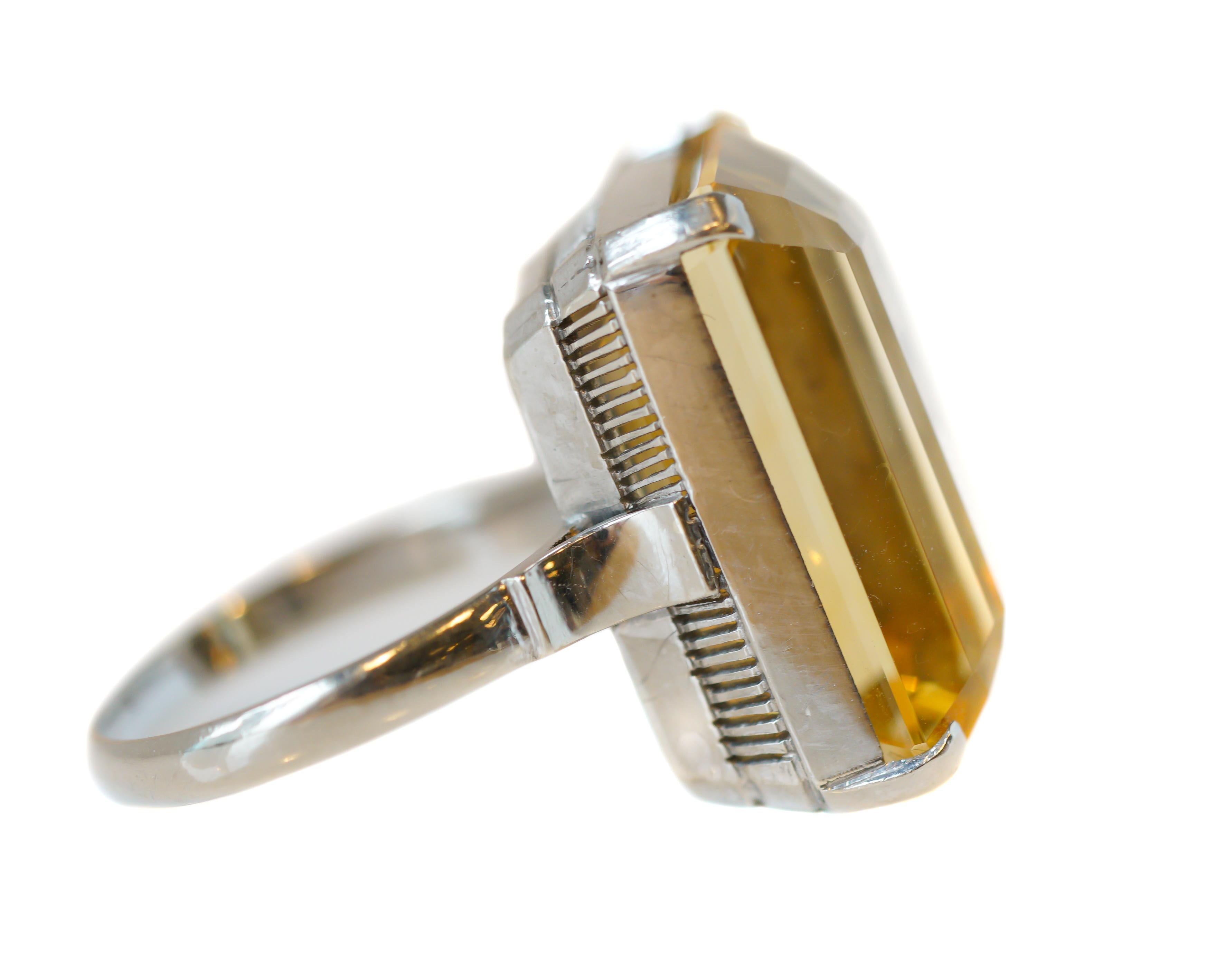 white gold citrine ring