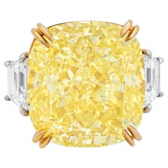 20 Carat Cushion Statement Fancy Yellow  Colour-Collector’s  Diamond Ring