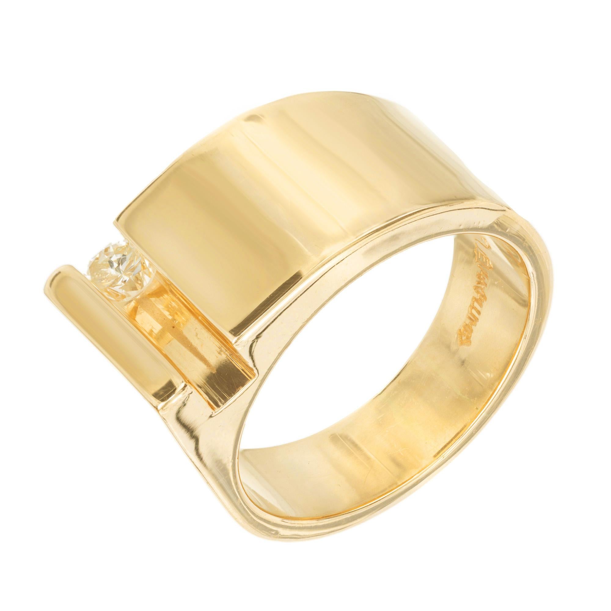 Round Cut .20 Carat Diamond 14k Yellow Gold Slide Band Ring  For Sale