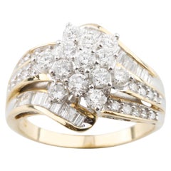 2.0 Carat Diamond Cluster Ring in Yellow and White Gold