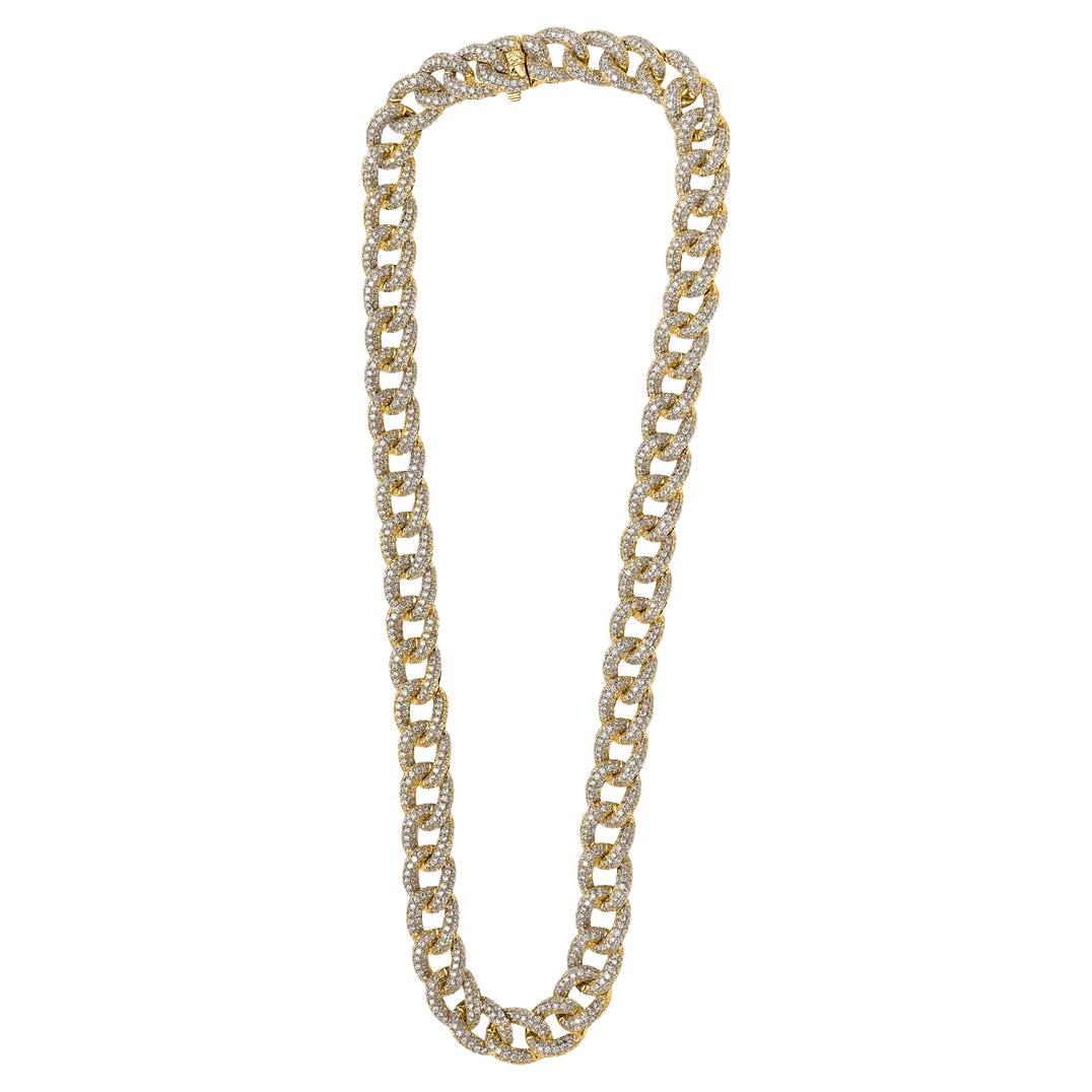 Modern 20 Carat Diamond Link Round Brilliant Cut Necklace  For Sale