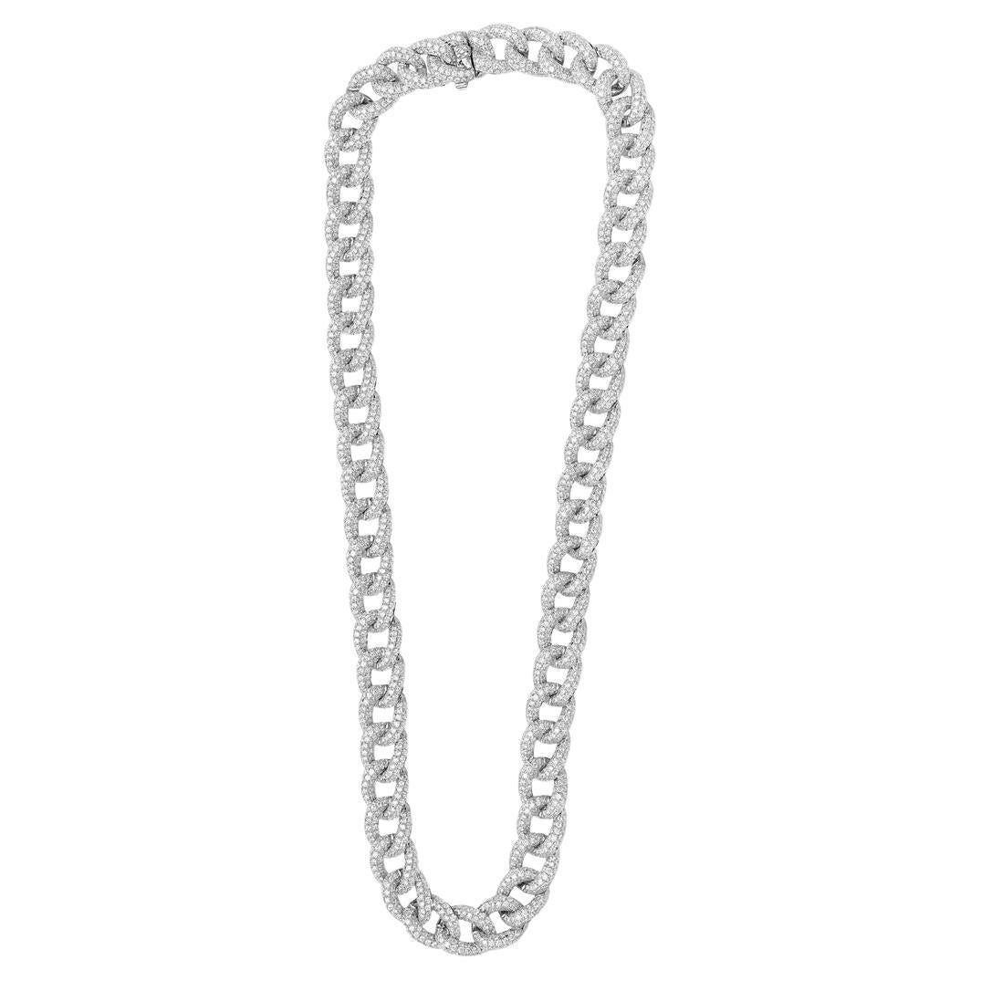 20 Carat Diamond Link Round Brilliant Cut Necklace  For Sale