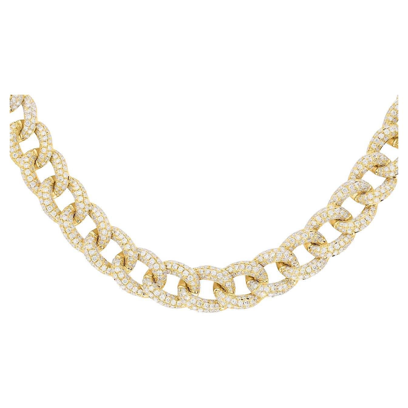 20 Carat Diamond Link Round Brilliant Cut Necklace  For Sale