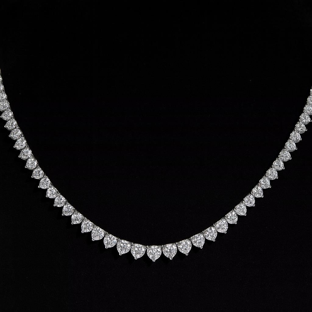 Taille ronde Collier de diamants de 20 carats  Fabriqué en or blanc 10K en vente
