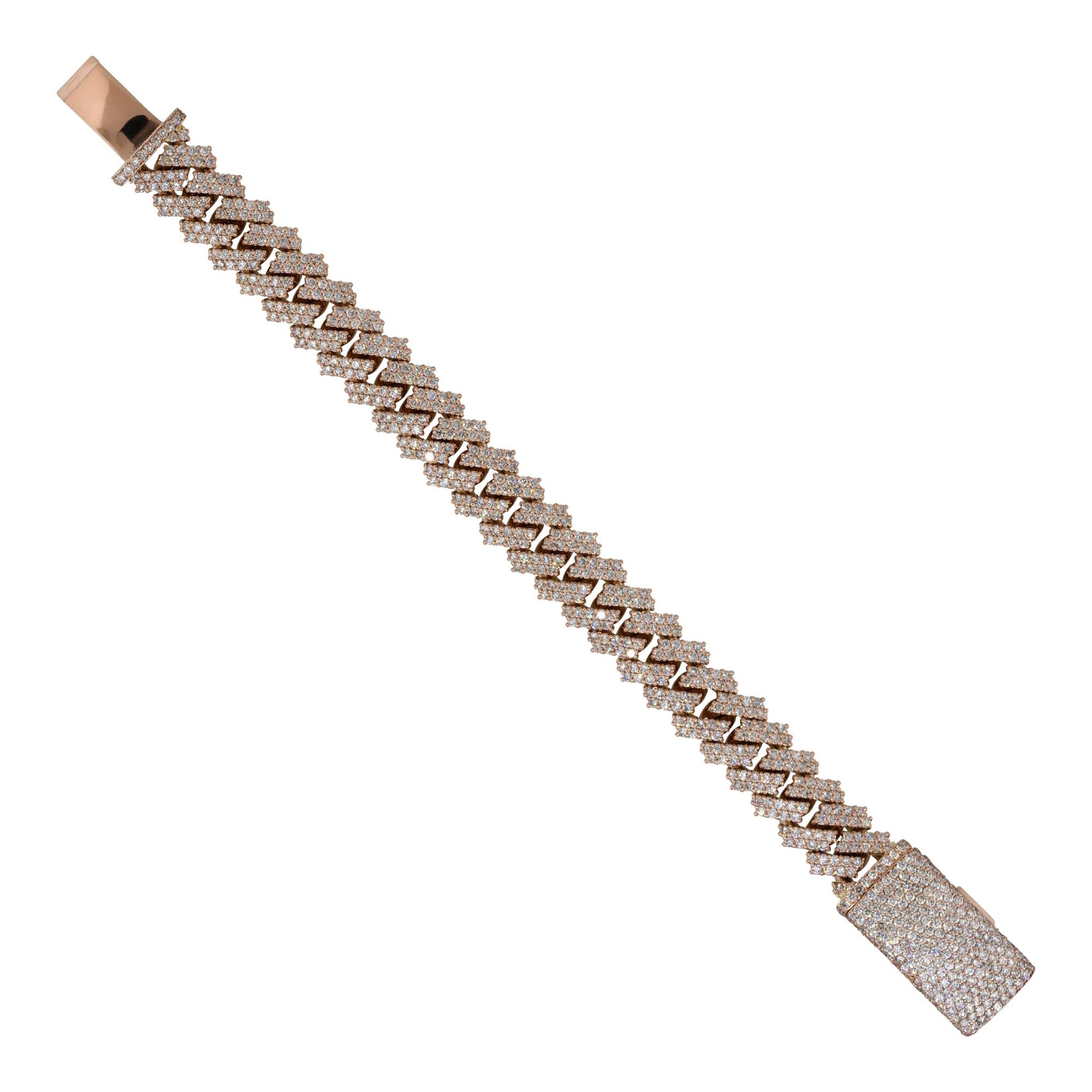 20 Karat Diamant Pave kubanisches Gliederarmband 14 Karat auf Lager im Angebot