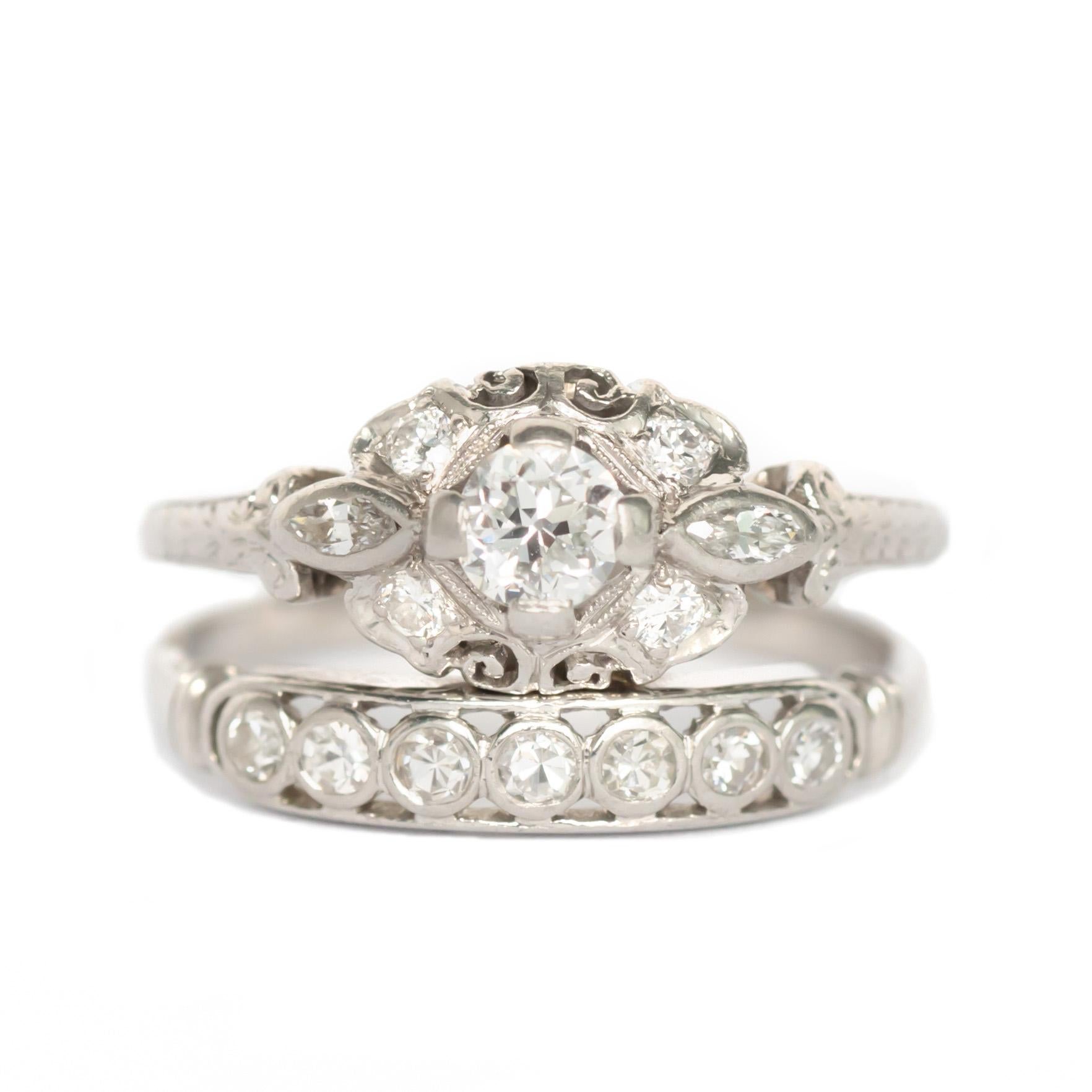 .20 Carat Diamond Platinum Engagement Ring and Wedding Band Set For Sale