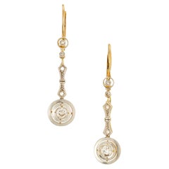 .20 Carat Diamond Platinum Yellow Gold Dangle Drop Earrings