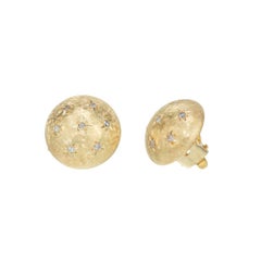 .20 Carat Diamond Yellow Gold Button Style Florentine Clip Post Earrings