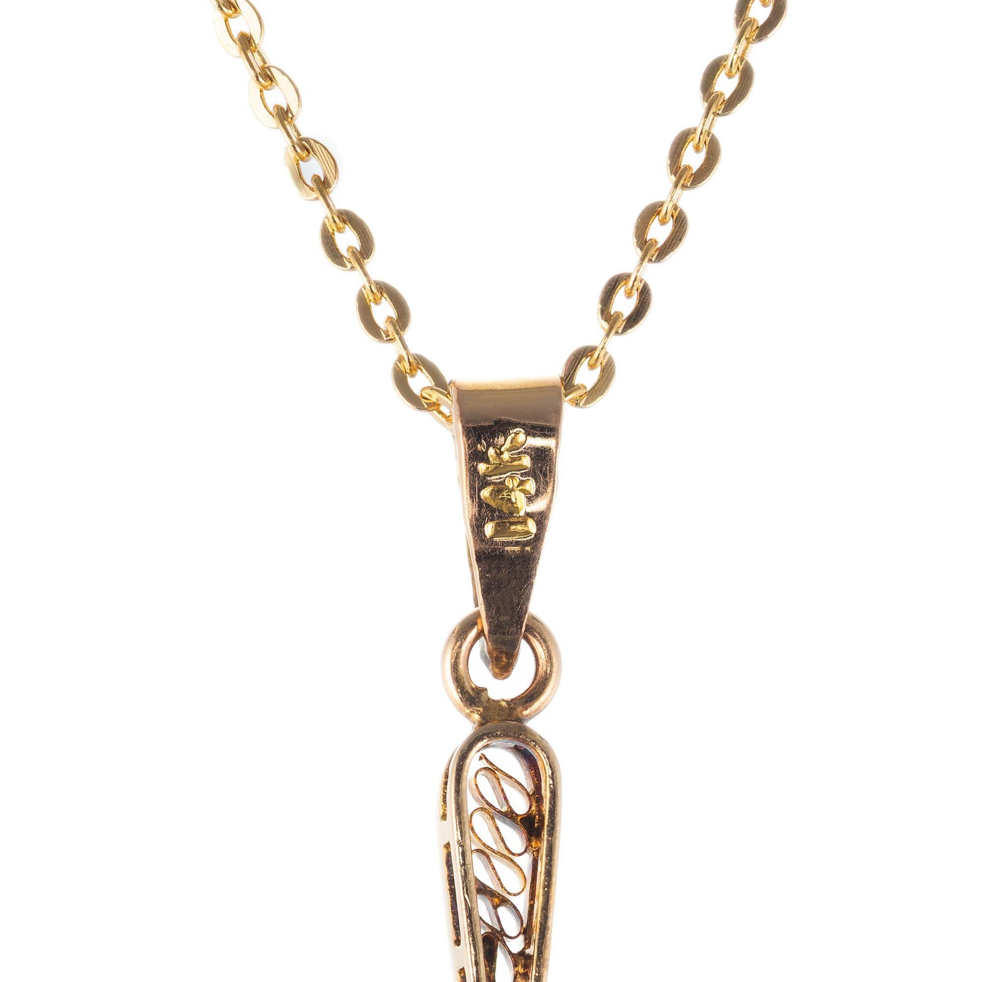 .20 Carat Diamond Yellow Gold Victorian Pendant Necklace In Good Condition In Stamford, CT
