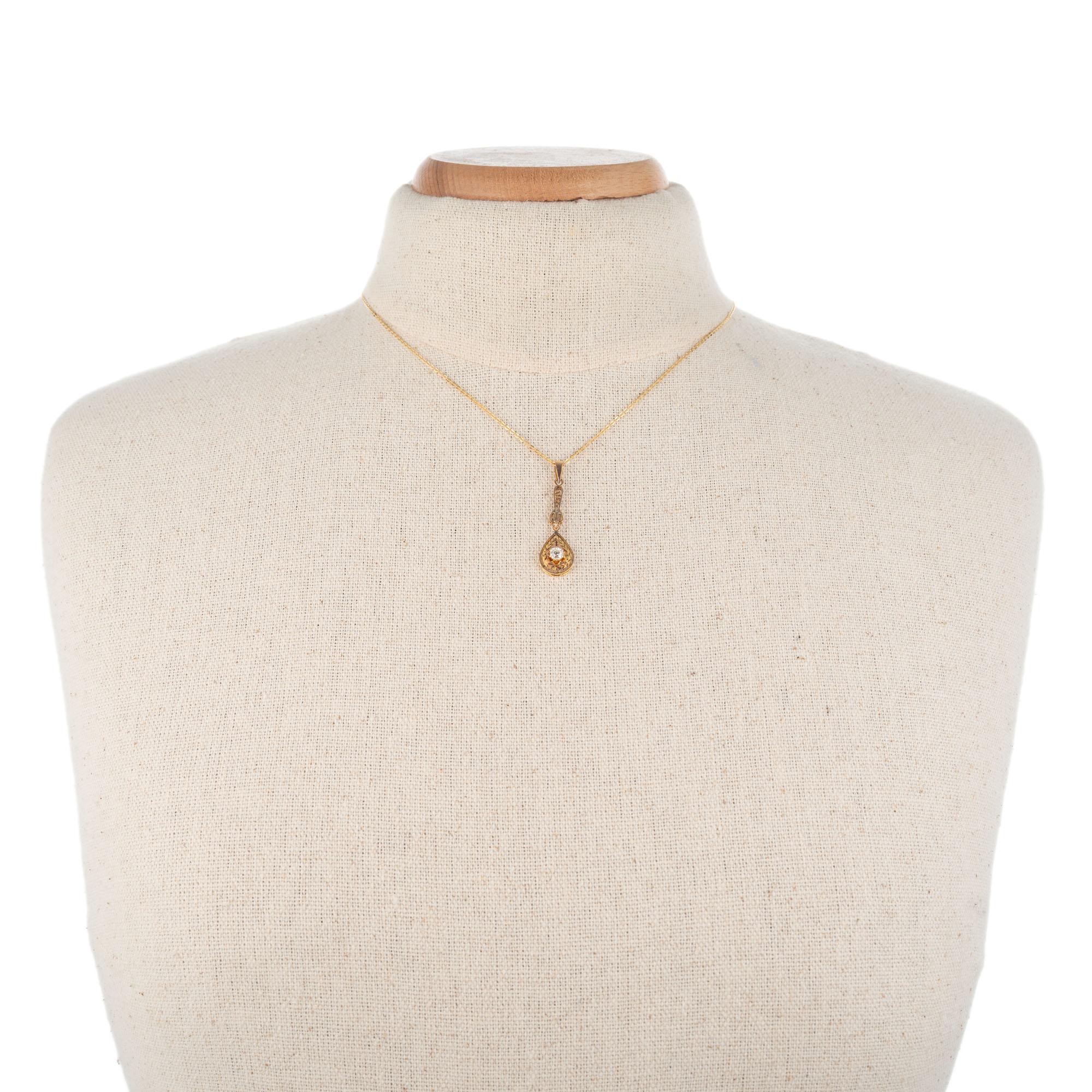 .20 Carat Diamond Yellow Gold Victorian Pendant Necklace 1