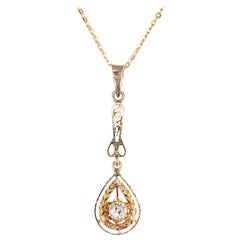 .20 Carat Diamond Yellow Gold Victorian Pendant Necklace