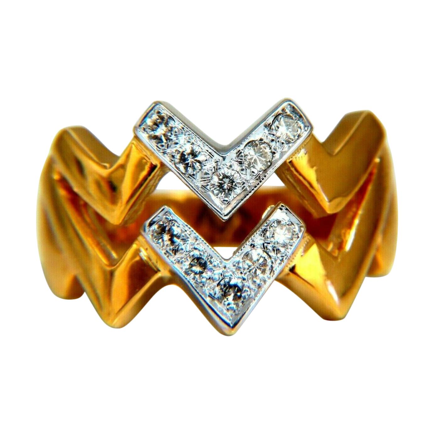 .20 Carat Double Chevron Diamonds Ring 14 Karat V Band For Sale