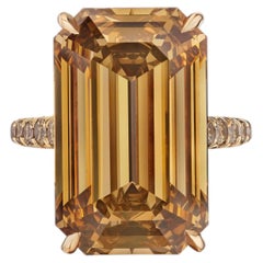 20 Carat Emerald-cut Statement Fancy Yellow 14K Gold Colour-Collector’s Treasure