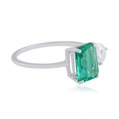 2.0 Carat Emerald Diamond 14 Karat Gold Open Ring