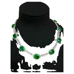 20 Carat Emerald Diamond Necklace 1.70 Carat Diamonds 18K Gold