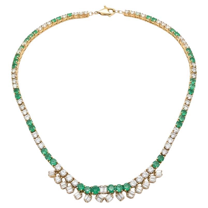 Collier d'émeraudes et de diamants de 20 carats en or jaune 18K