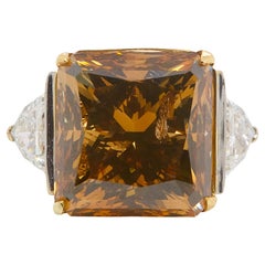 Bague de fiançailles en diamant orange foncé fantaisie de 20 carats, certifié GIA