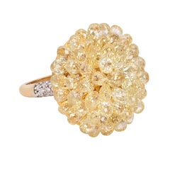 20 Carat Fancy Yellow Briolette and Diamond Ring by Jupiter Rain