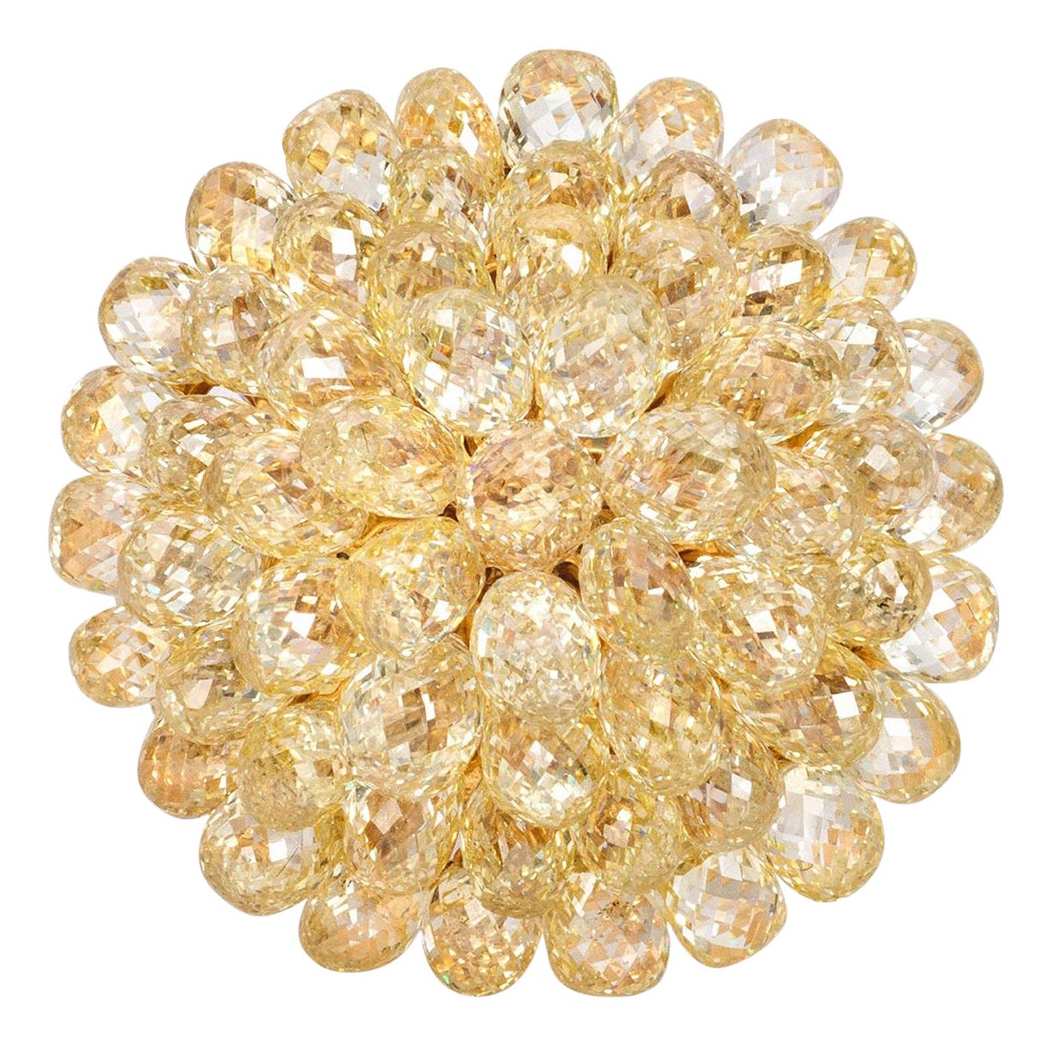 20 Carat Fancy Yellow Briolette and Diamond Ring by Jupiter Rain