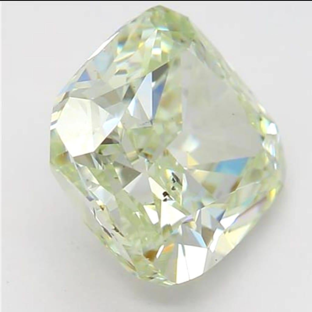 Diamant fantaisie vert jauneâtre taille coussin de 2,0 carats, pureté SI2, certifié GIA Unisexe en vente