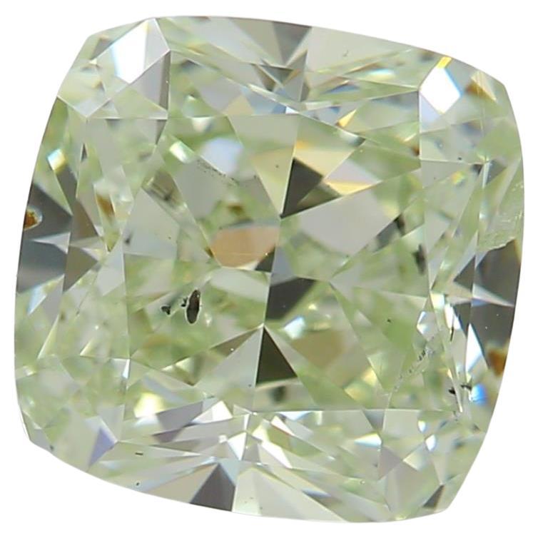 2.0 Carat Fancy Yellowish Green Cushion Cut Diamond SI2 Clarity GIA Certified For Sale