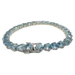 20 Carat Heart Cut Aquamarine Wedding Bracelet in 925 Silver for Women