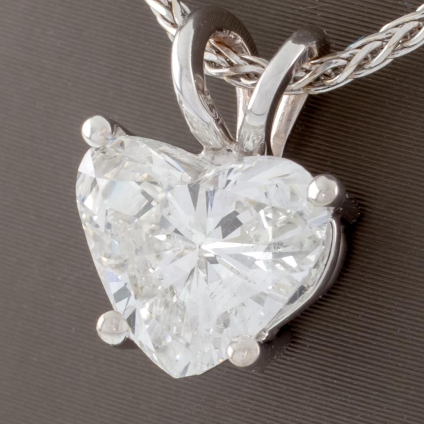 diamond heart solitaire pendant