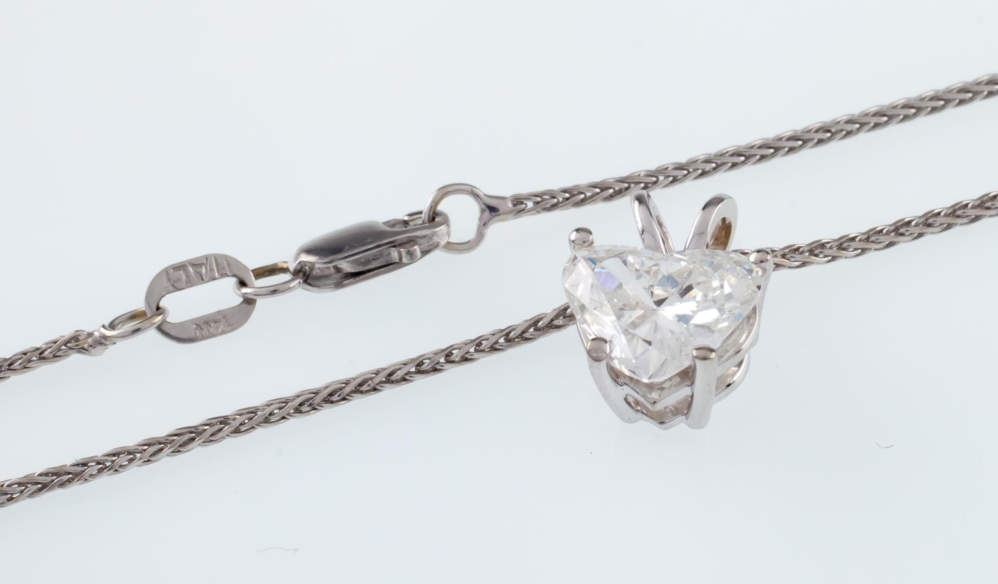 Women's 2.0 Carat Heart Shaped Diamond Solitaire Pendant White Gold Chain