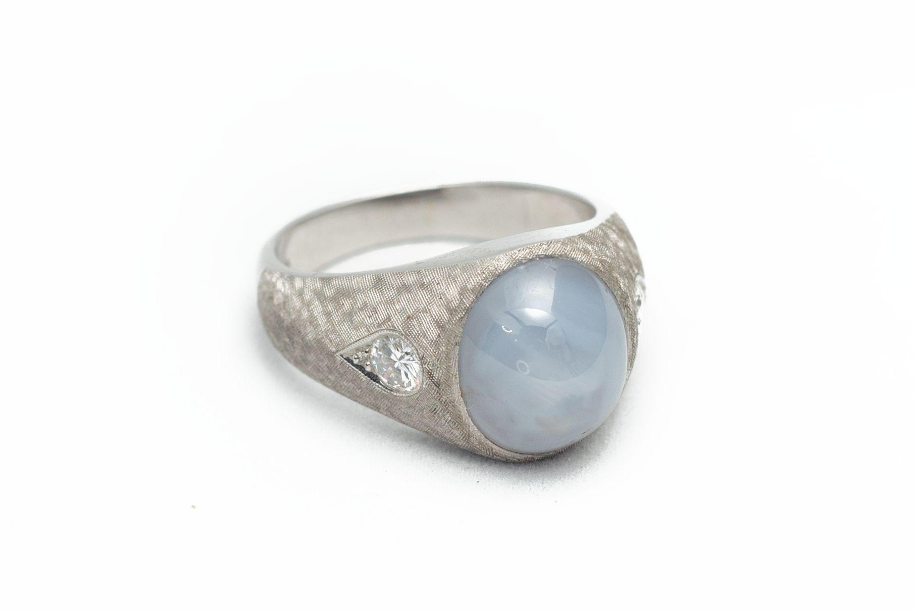 star sapphire white gold ring