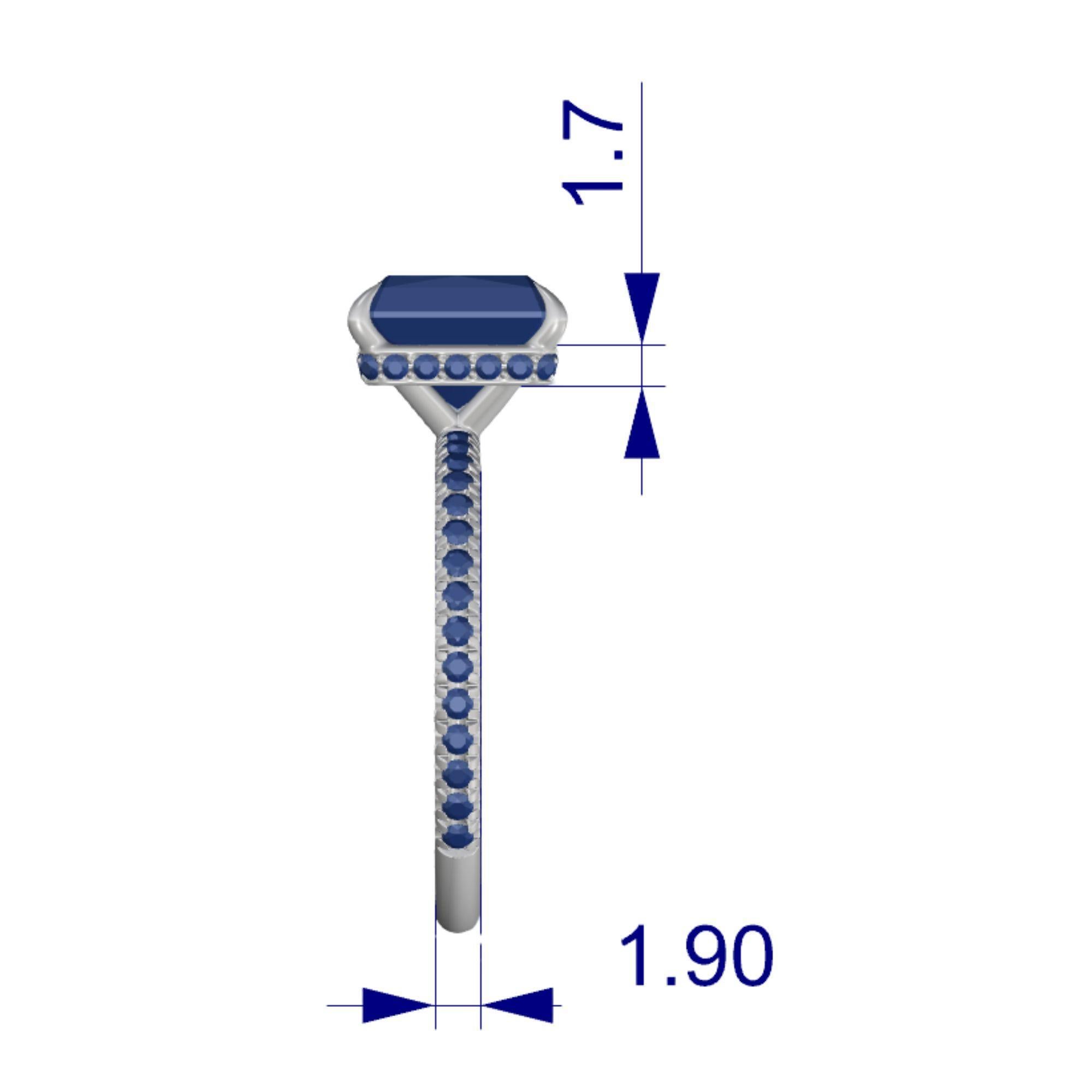 Bague de fiançailles 2.0 Carat Long Radiant Diamond D/VS2 Hidden Halo Pave en vente 3