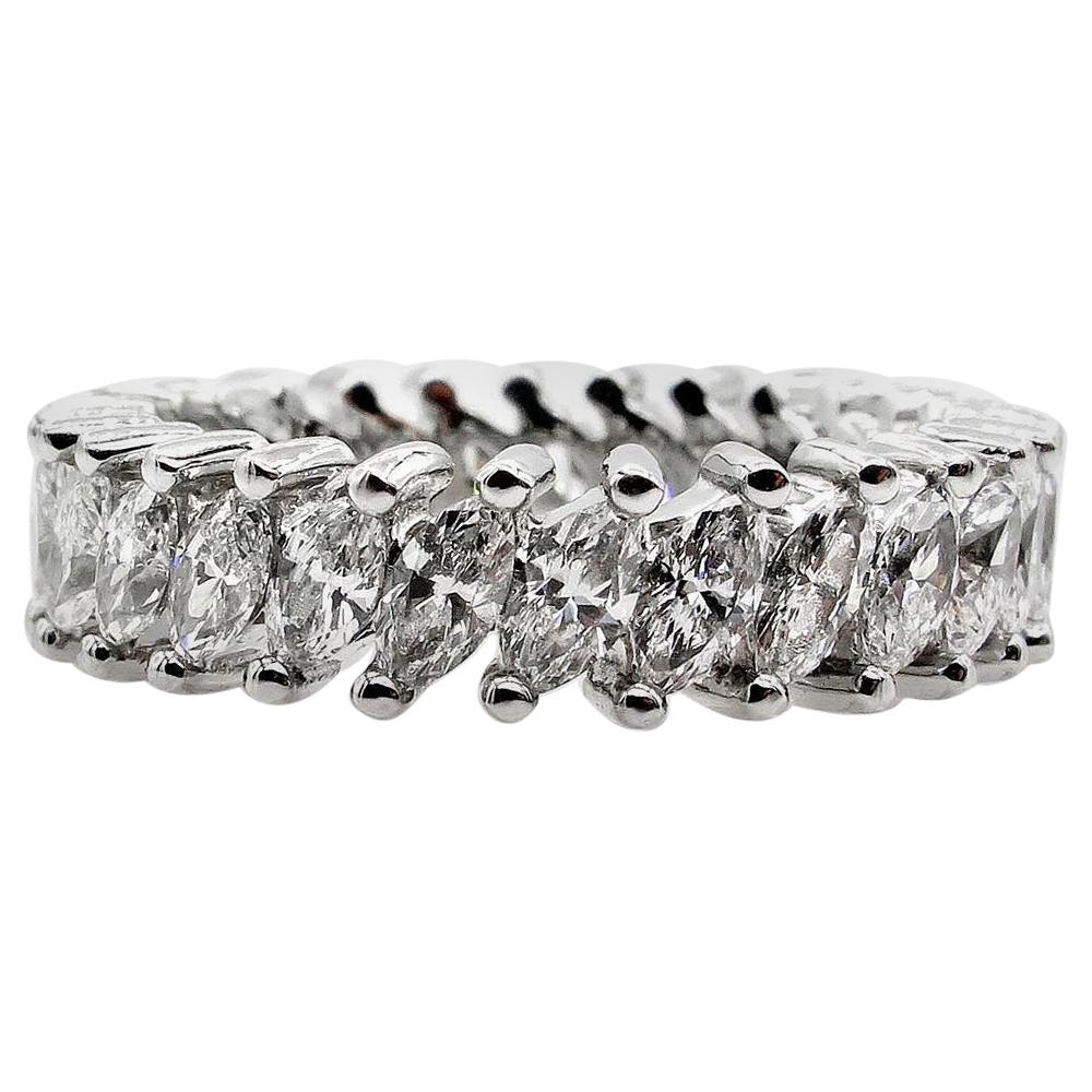 2.0 Carat Marquise Diamond Full Eternity Wedding Anniversary White Gold Ring