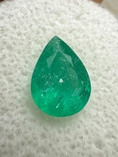 2.0 Carat Medium Green Colombian Emerald - Pear Cut Teardrop May Birthstone