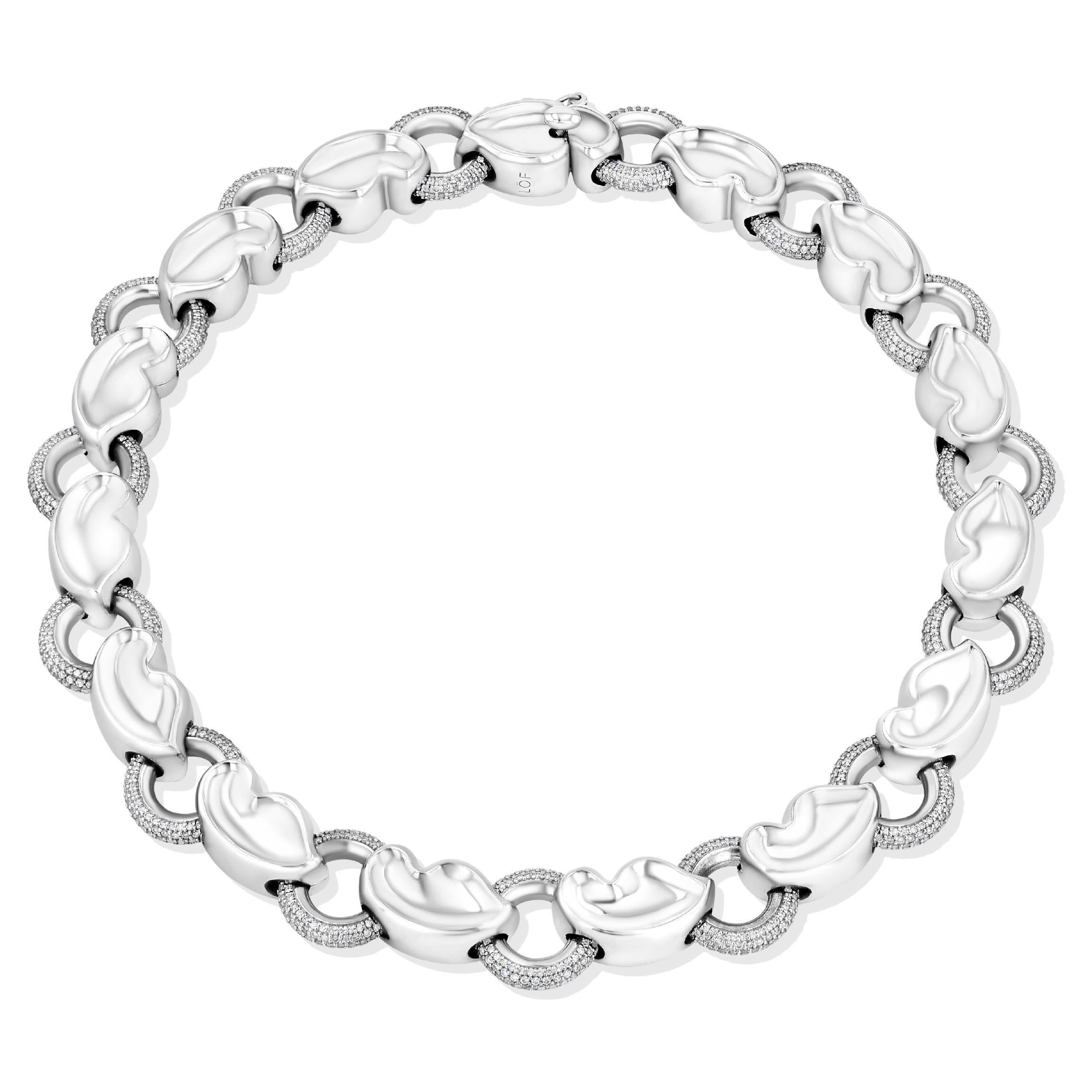 Collar de eslabones de diamantes brillantes redondos de talla mixta de 20 quilates en venta