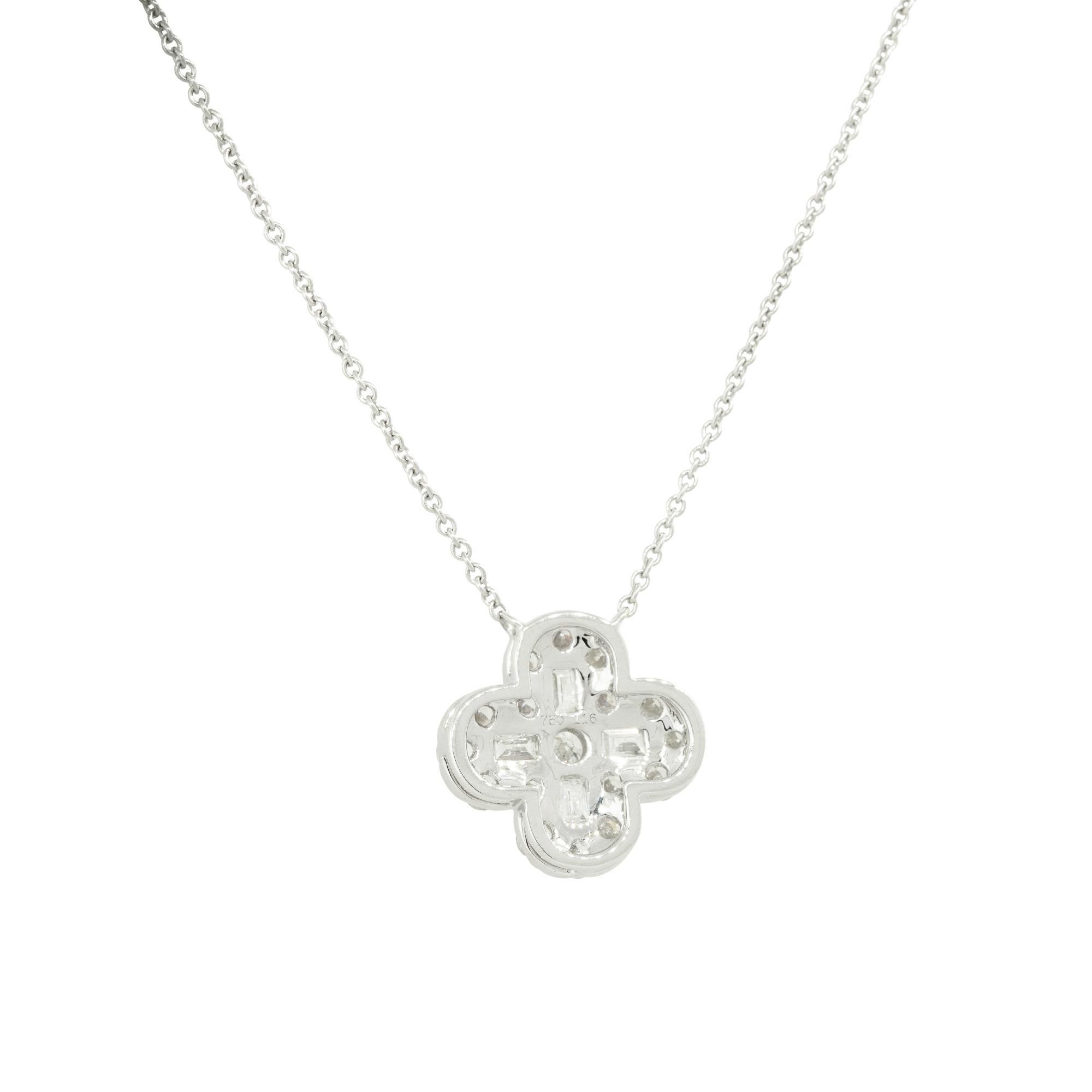 Women's 2.0 Carat Mosaic Diamond Clover Necklace 18 Karat in Stock For Sale