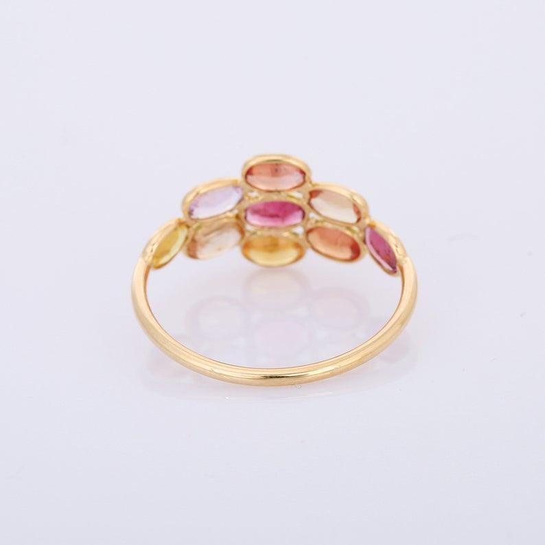 Art Deco 2.0 Carat Multi Sapphire 18 Karat Yellow Gold Ring For Sale
