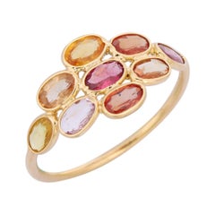 2.0 Carat Multi Sapphire 18 Karat Yellow Gold Ring