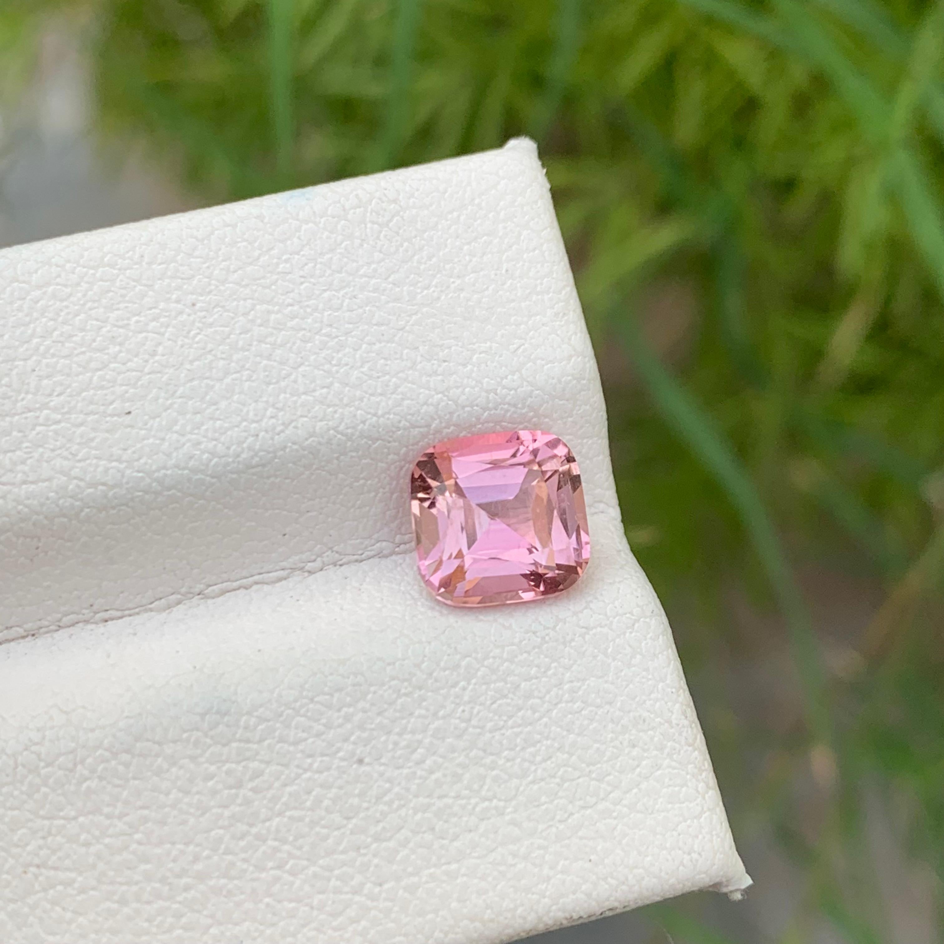 2.0 Carat Natual Loose Baby Pink Tourmaline Cushion Cut Ring Gem from Kunar Mine For Sale 4