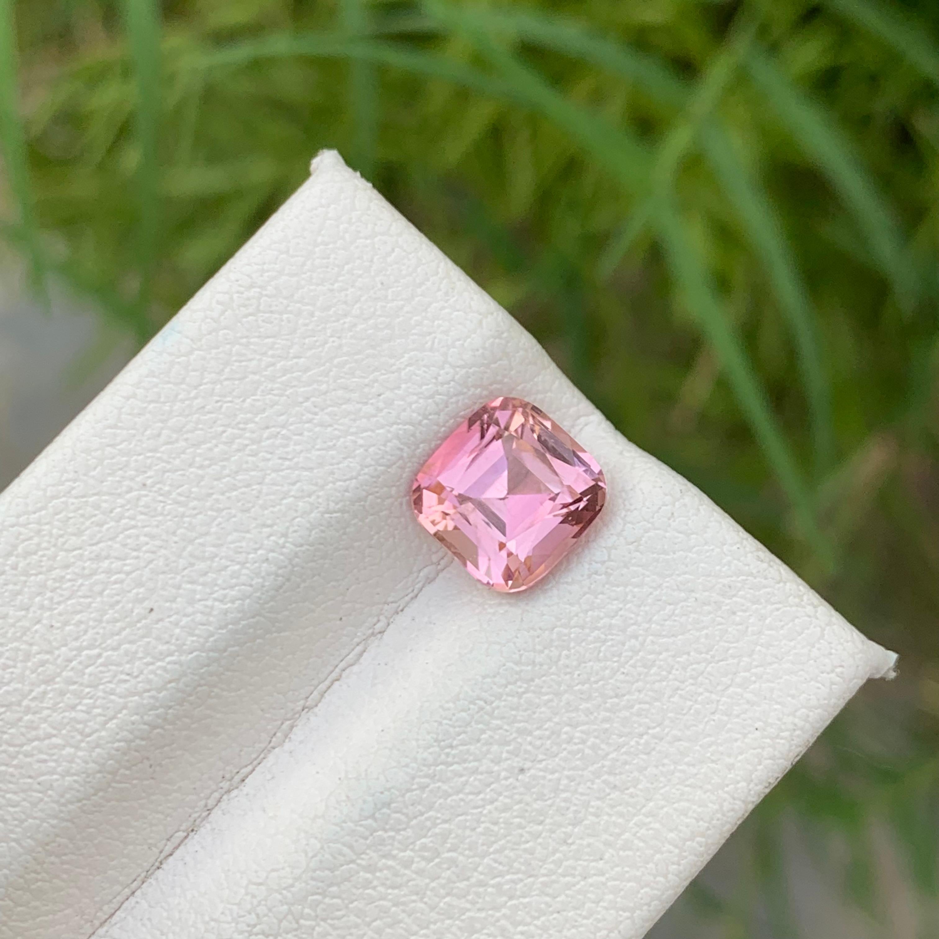 2.0 Carat Natual Loose Baby Pink Tourmaline Cushion Cut Ring Gem from Kunar Mine For Sale 5