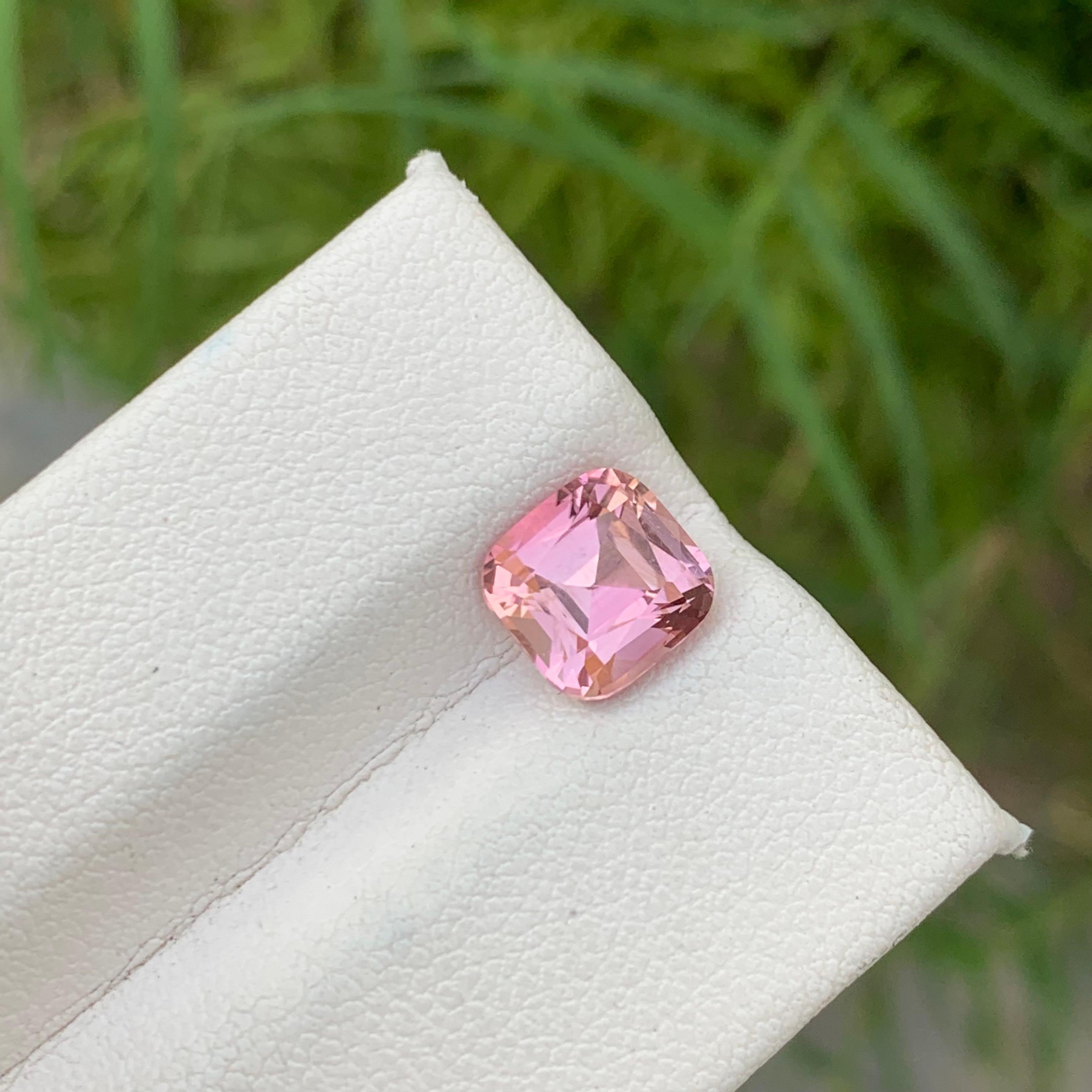 2.0 Carat Natual Loose Baby Pink Tourmaline Cushion Cut Ring Gem from Kunar Mine For Sale 6