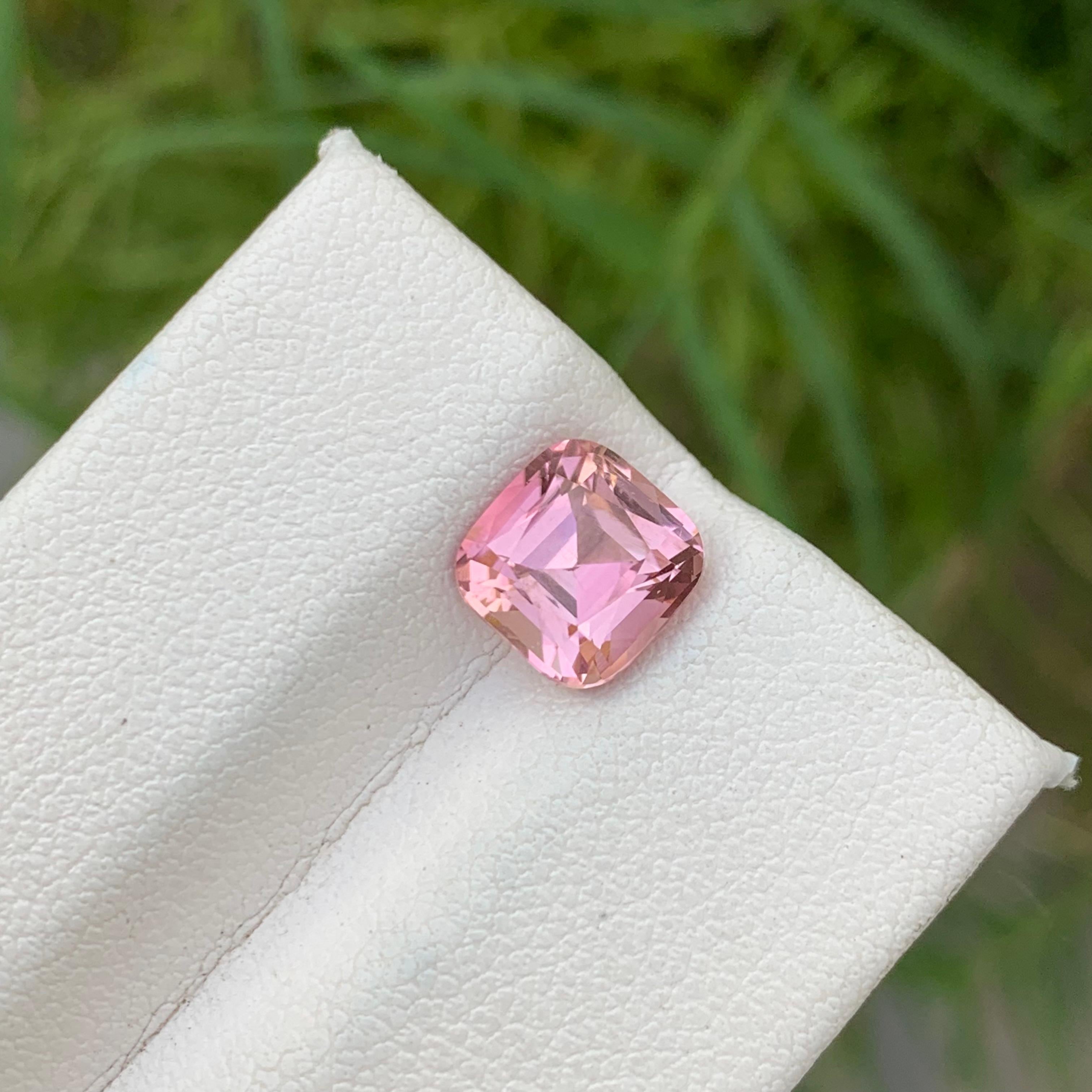 2.0 Carat Natual Loose Baby Pink Tourmaline Cushion Cut Ring Gem from Kunar Mine For Sale 7