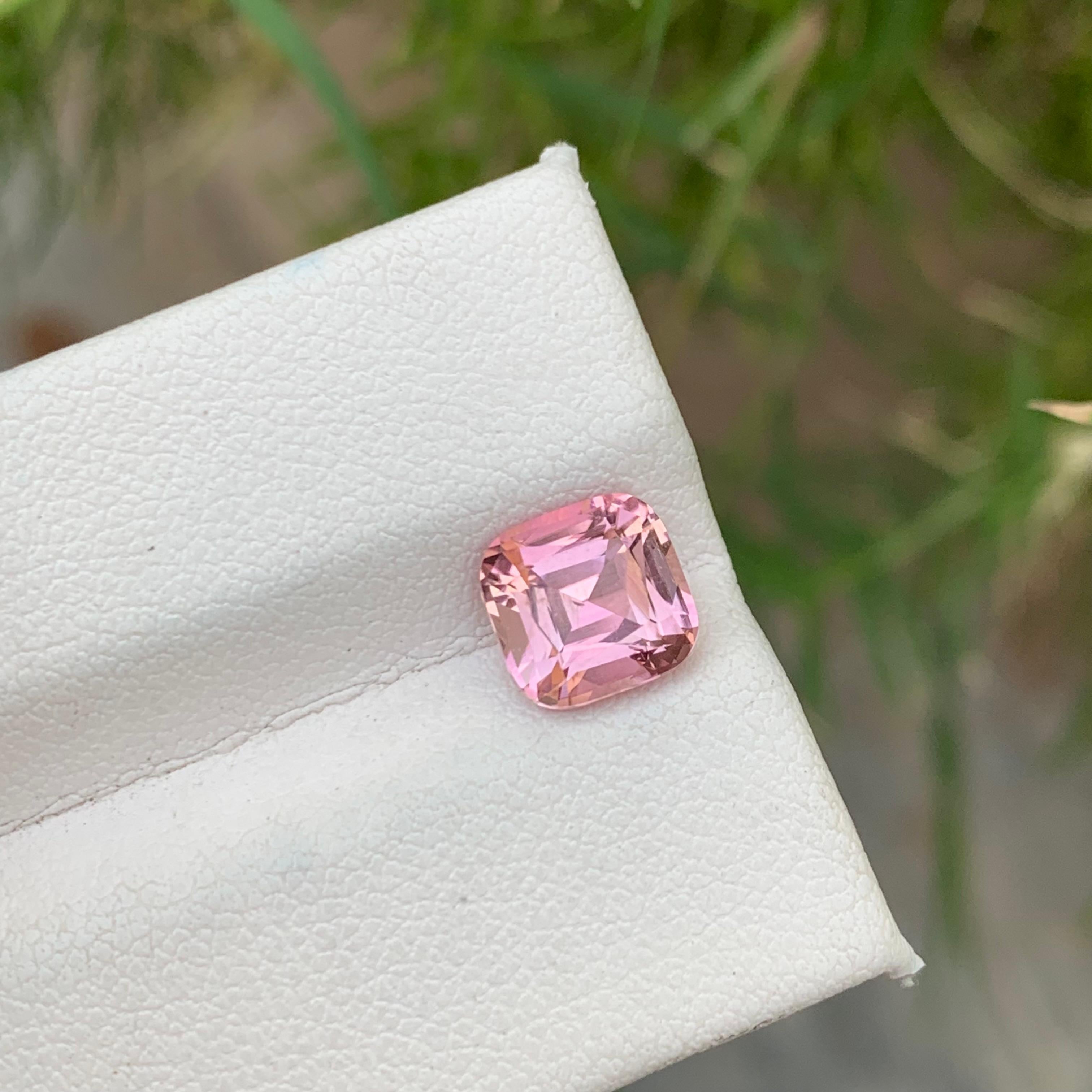 2.0 Carat Natual Loose Baby Pink Tourmaline Cushion Cut Ring Gem from Kunar Mine For Sale 8