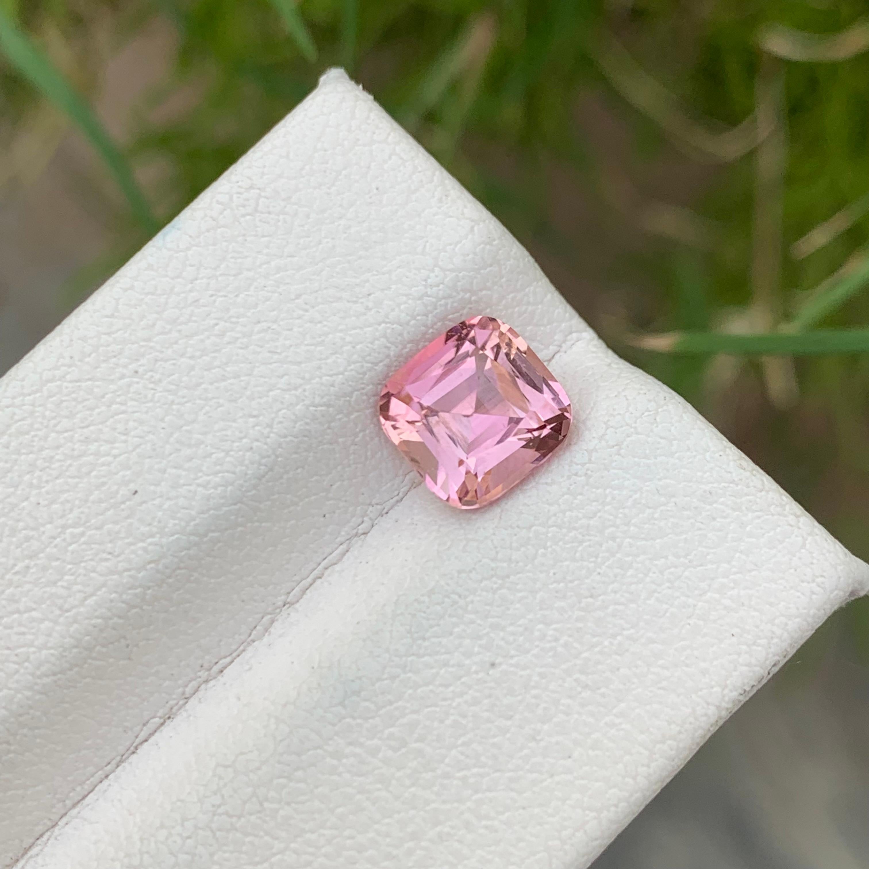 Faceted Tourmaline
Weight: 2.05 Carats
Dimension: 7.6x7.4x5.4 Mm
Origin: Kunar Afghanistan
Color: Pink
Shape: Mix Cushion
Clarity: Eye Clean
Certificate: On Demand

With a rating between 7 and 7.5 on the Mohs scale of mineral hardness, tourmaline