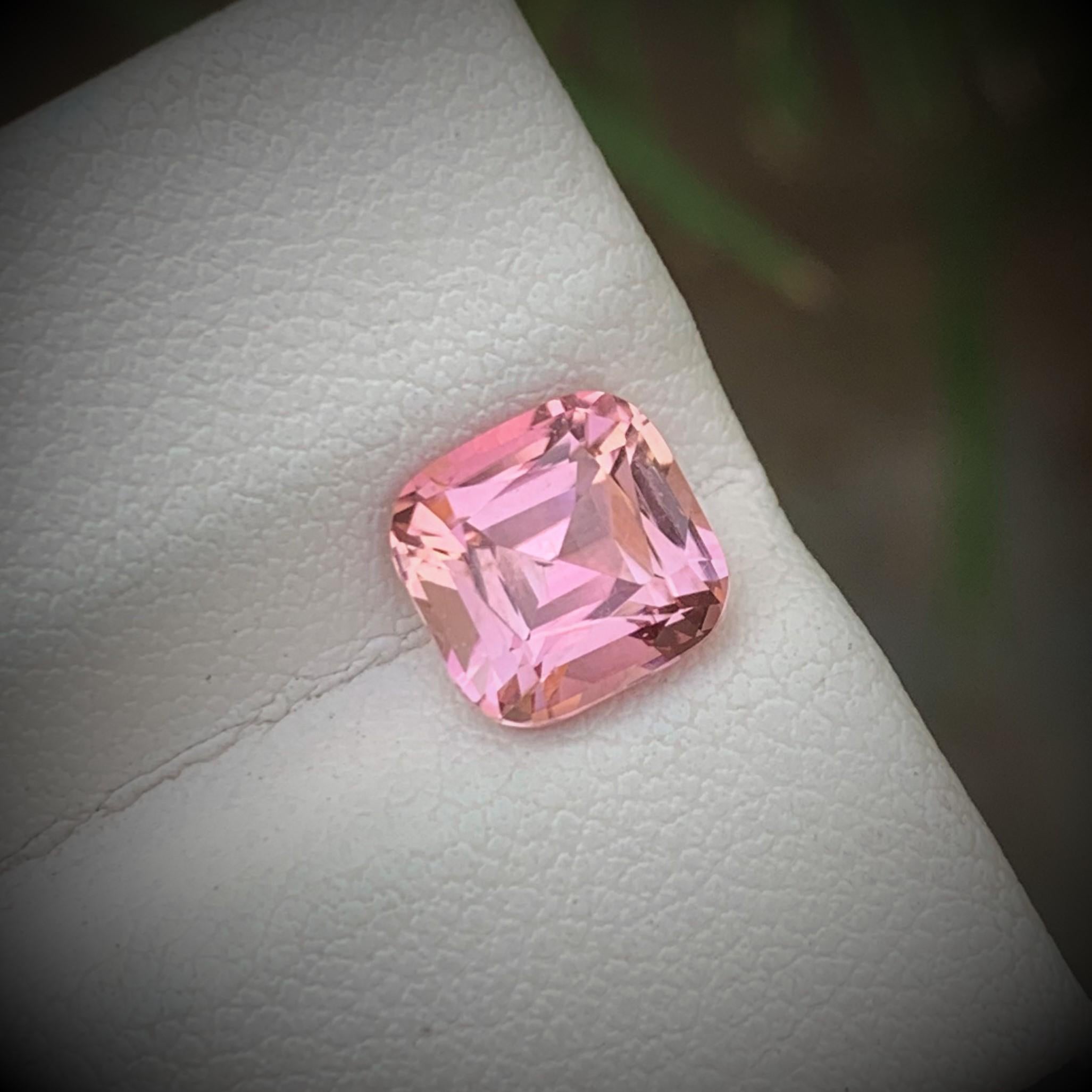 Arts and Crafts 2.0 Carat Natual Loose Baby Pink Tourmaline Cushion Cut Ring Gem from Kunar Mine For Sale