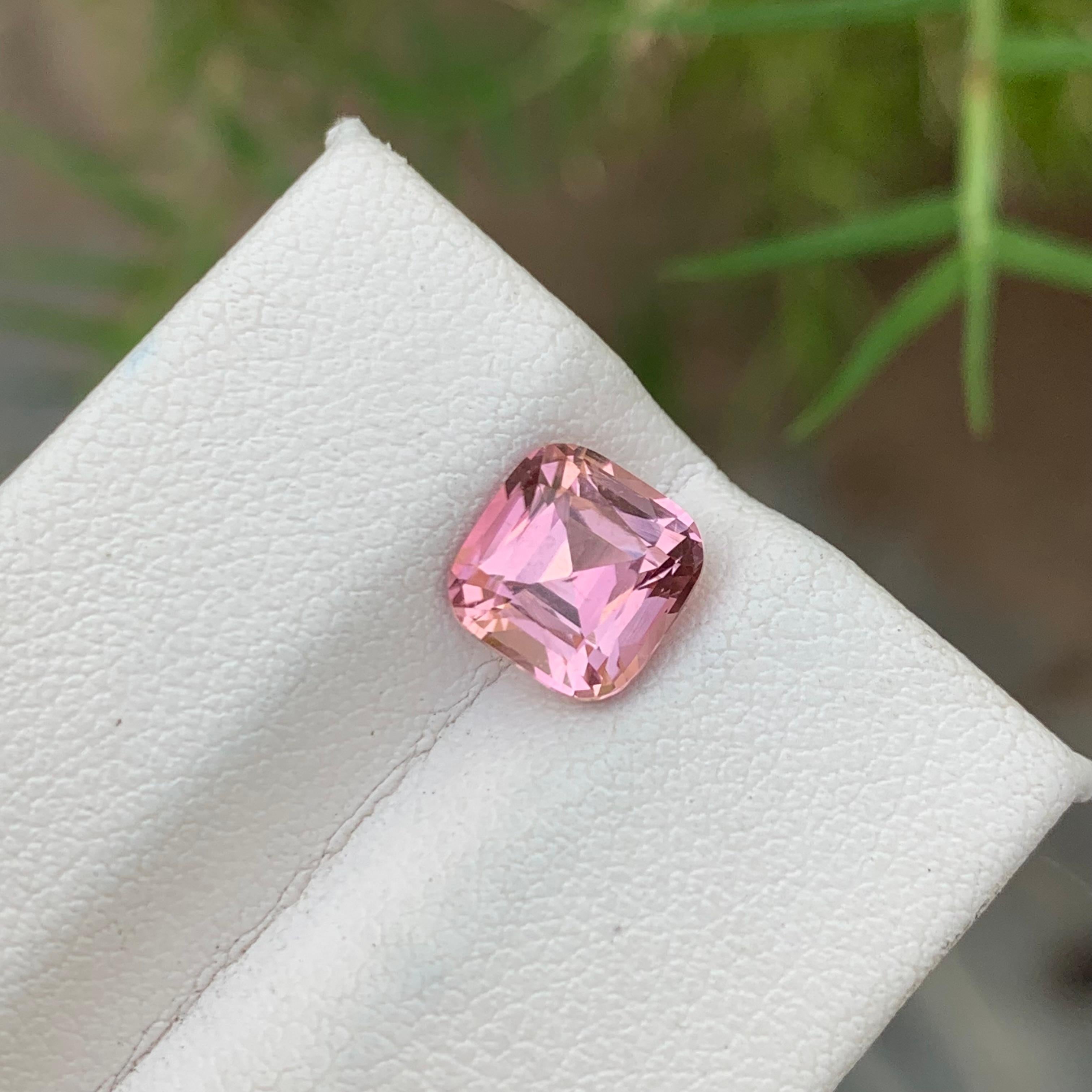 Women's or Men's 2.0 Carat Natual Loose Baby Pink Tourmaline Cushion Cut Ring Gem from Kunar Mine For Sale