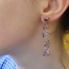 20 Carat Natural Amethyst Rose De France 14 Karat Yellow Gold Earrings