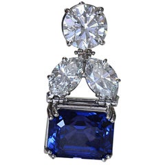 20 Carat Natural Color Change Blue Sapphire and Diamond Pendant, Ben Dannie