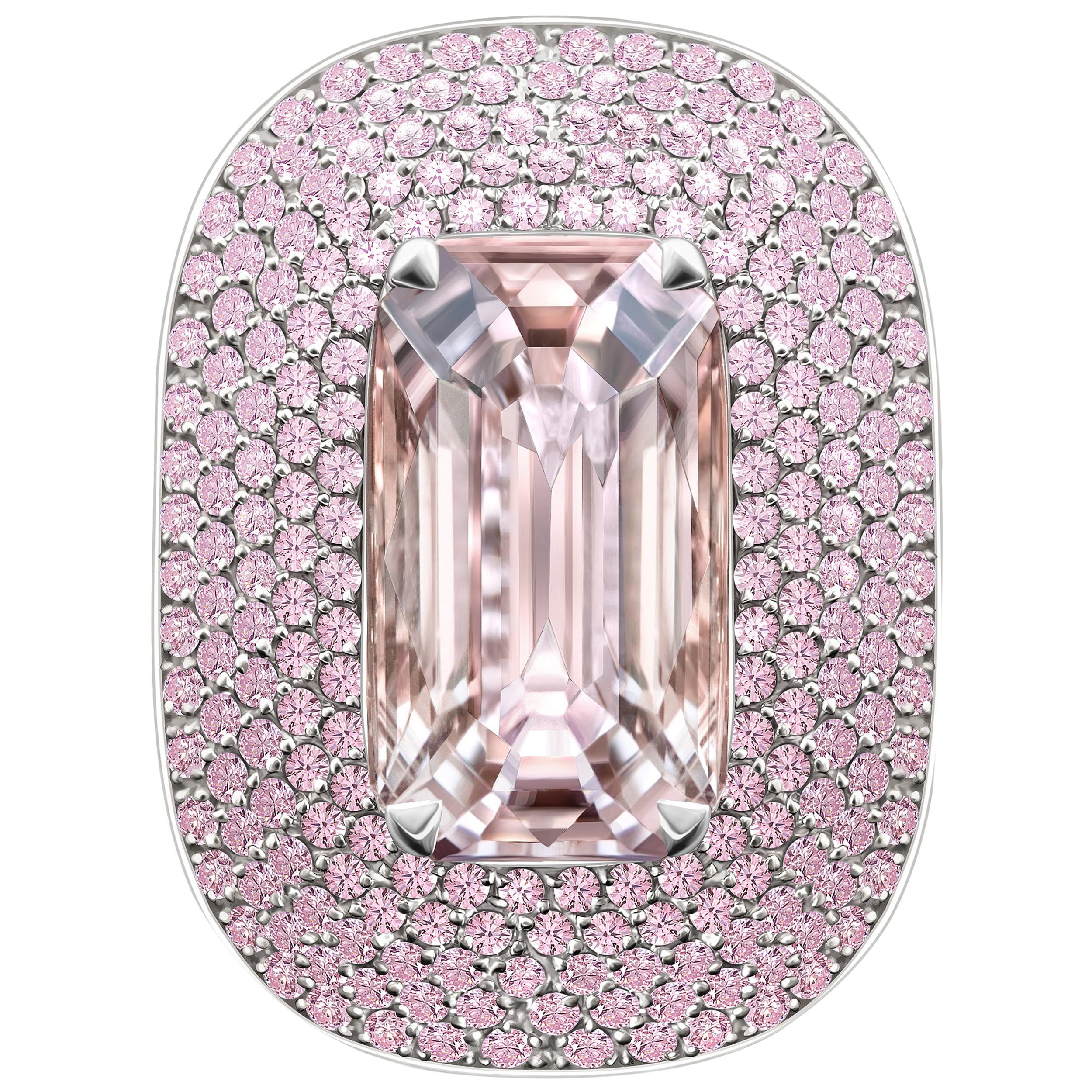 20 Carat Natural Grayish Pink Kunzite Pink Sapphires 14 Karat Gold Ring