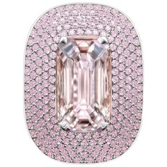 20 Carat Natural Grayish Pink Kunzite Pink Sapphires 14 Karat Gold Ring