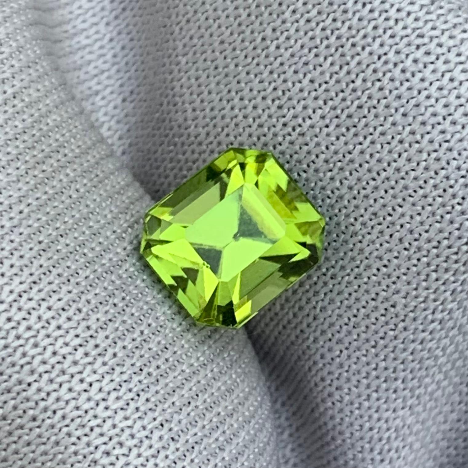 Gemstone Type : Peridot
Weight : 2.0 Carats
Dimension: 7.2x6.4x5.5 Mm 
Origin : Suppat Valley Pakistan
Clarity : Eye Clean
Certificate: On Demand
Color: Green
Treatment: Non
Shape: Emerald 
It helps cure diseases related to lungs, breasts,